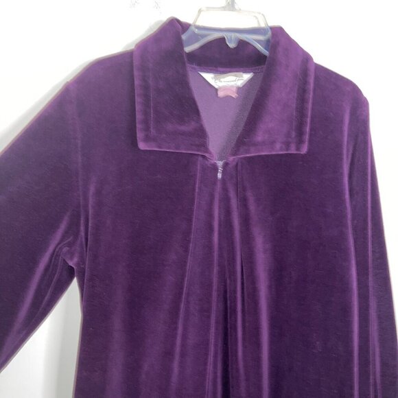Diamond Tea Vintage Womens Robe Size Small Purple Velour Half Zip Long Sleeves - Picture 2 of 9